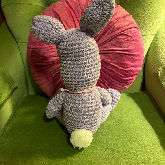 True Vintage Crocheted Amigurumi Purple Easter Bunny Rabbit Plush Stuffed Animal - Picture 10 of 12